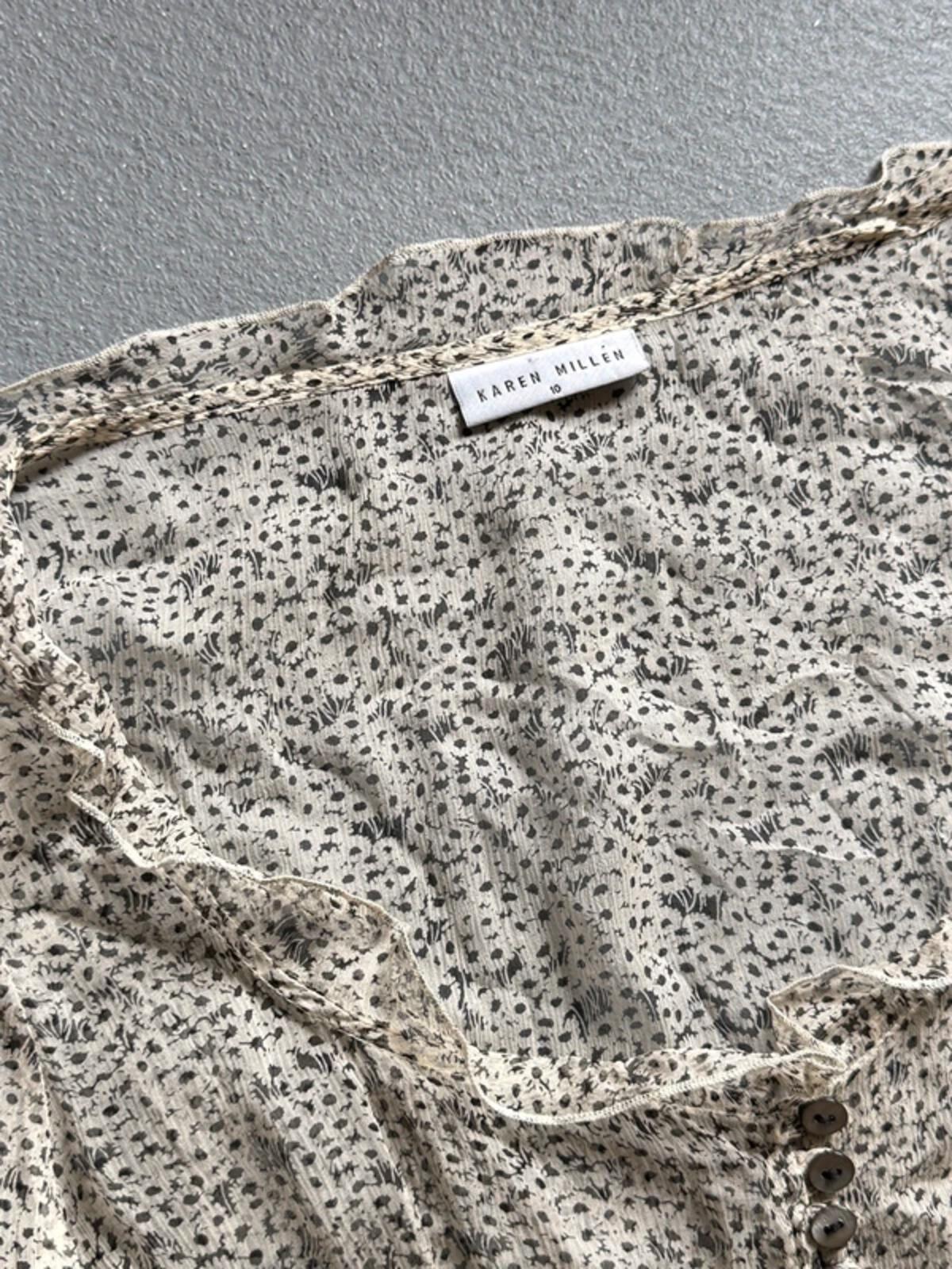 Karen Millen Cream Floral Midi Dress Boho Prairie Lace Trim UK 10