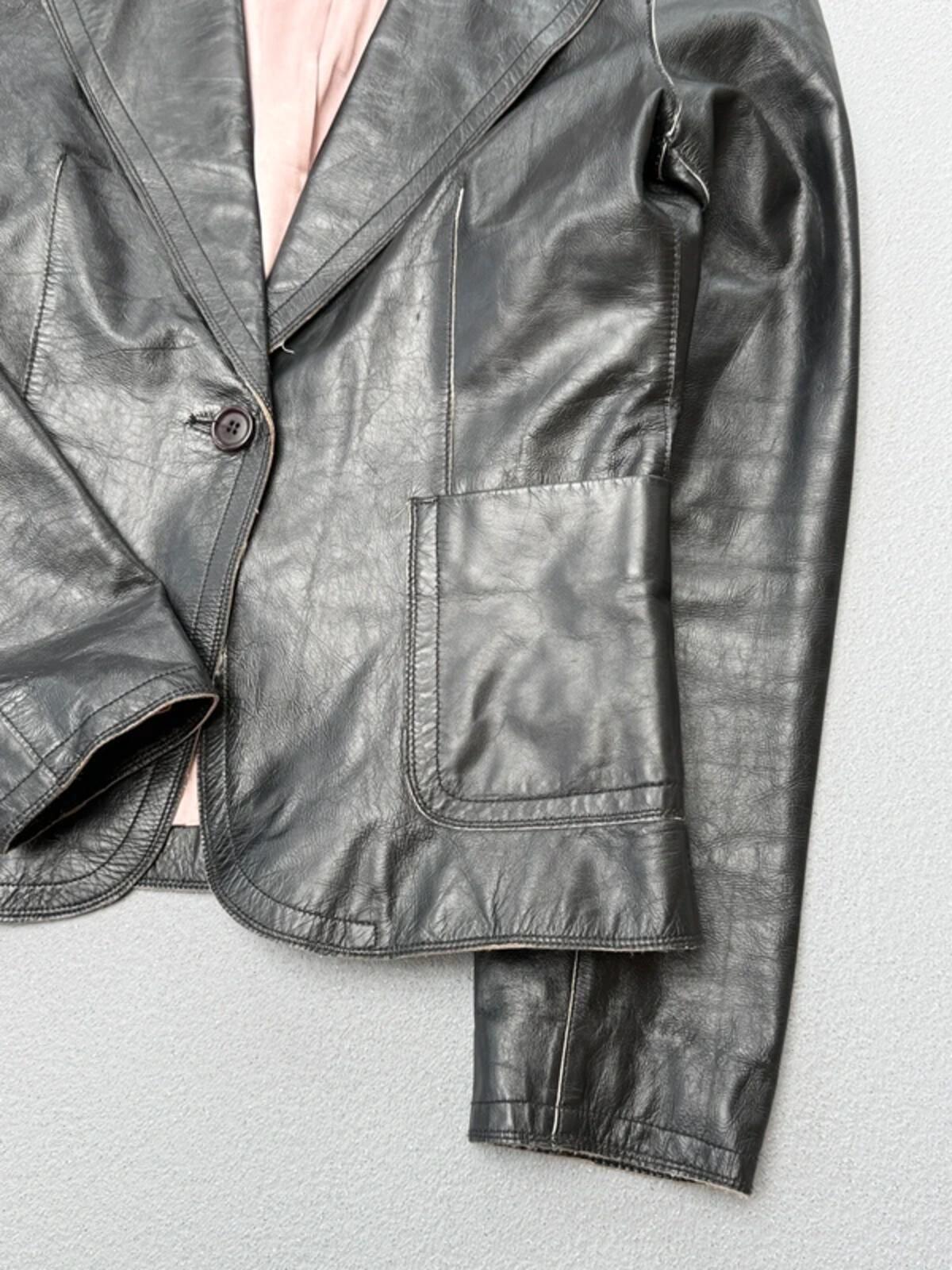 Y2K Snapshot Big Lapel Leather Jacket Large