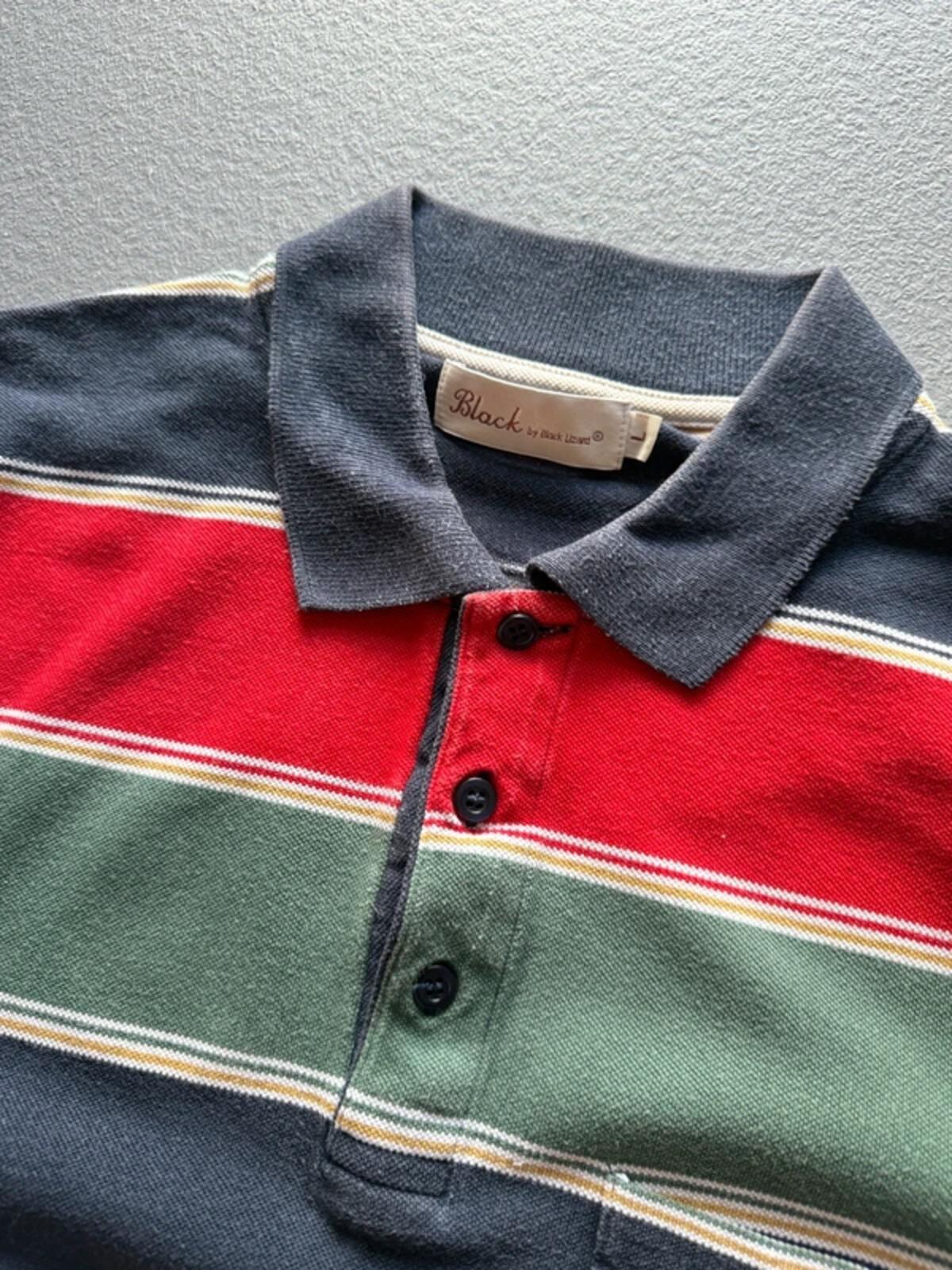 Y2K Block Stripe Boxy Polo Shirt Large