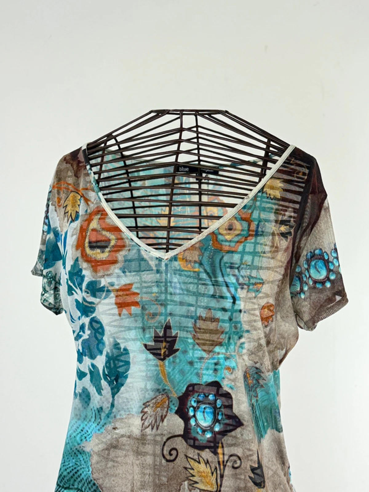 Les Copains Mesh Sheer Floral Blouse XL