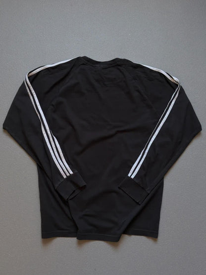 Adidas Long Sleeve Black 3 Stripes T Shirt Large