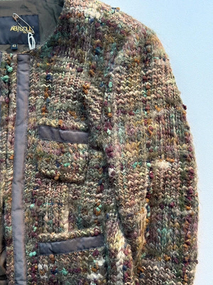 Vintage Bouclé Tweed Cropped Jacket Multicolour Textured Blazer