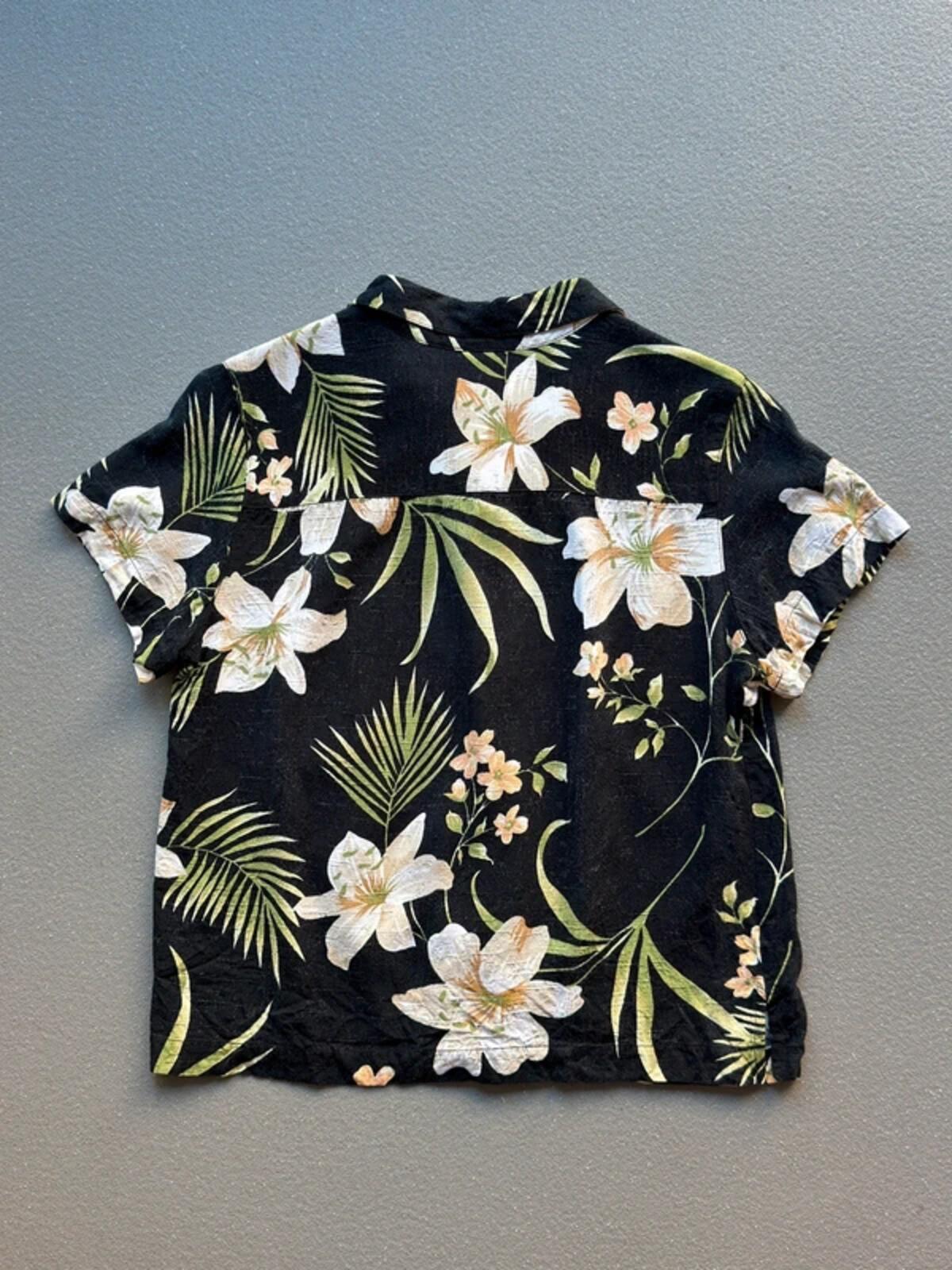 Hawaiian Botanical Rayon Cropped Shirt Ladies Size 8 /10