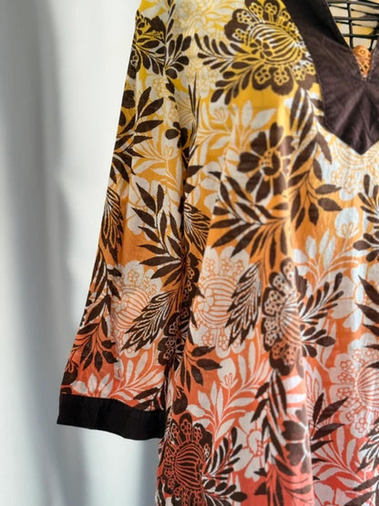 Y2K Boho Botanical Tunic XL Ladies