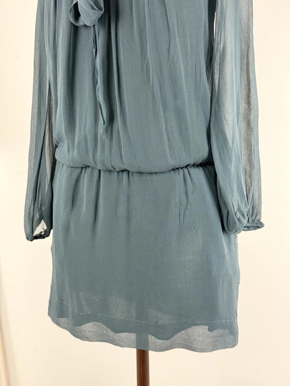 Gaudi Y2K Bow Tie Mesh Sheer Dress Size 10 Grey