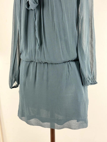 Gaudi Y2K Bow Tie Mesh Sheer Dress Size 10 Grey