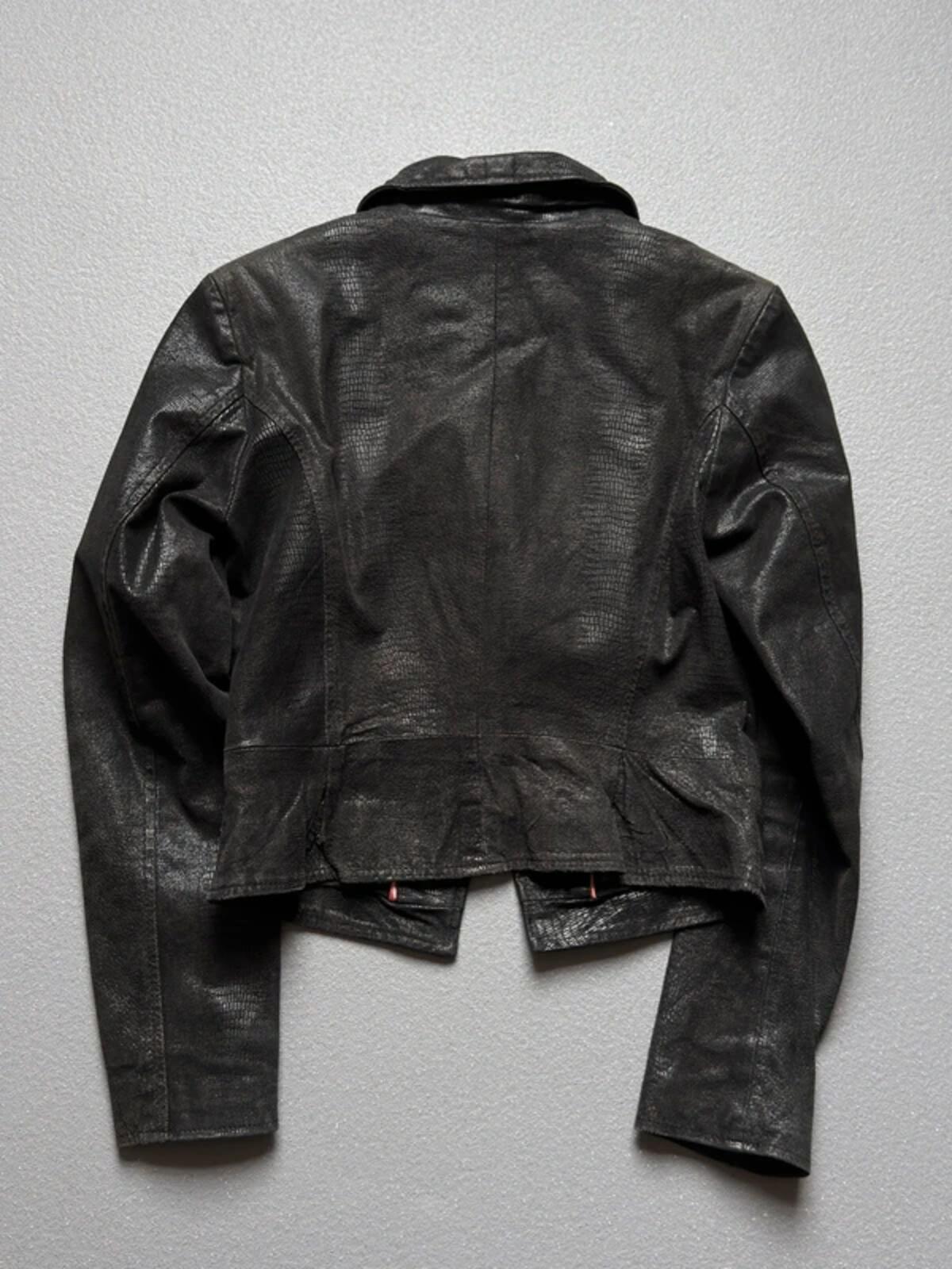 Indie Sleaze Snakeskin Real Leather Biker Jacket Size 10 Y2K