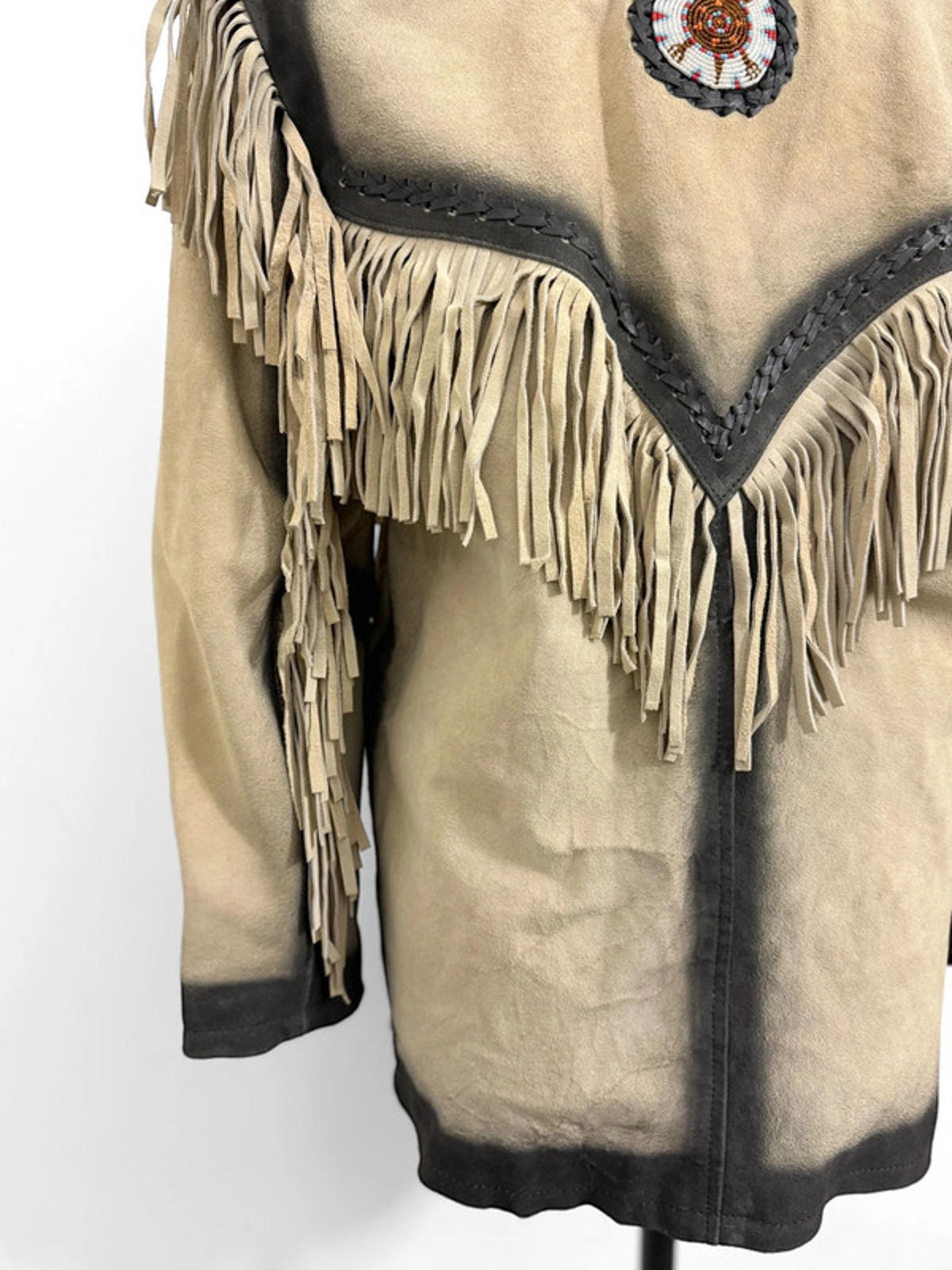 Western Cowboy Fringe Real Leather Native Jacket Medium