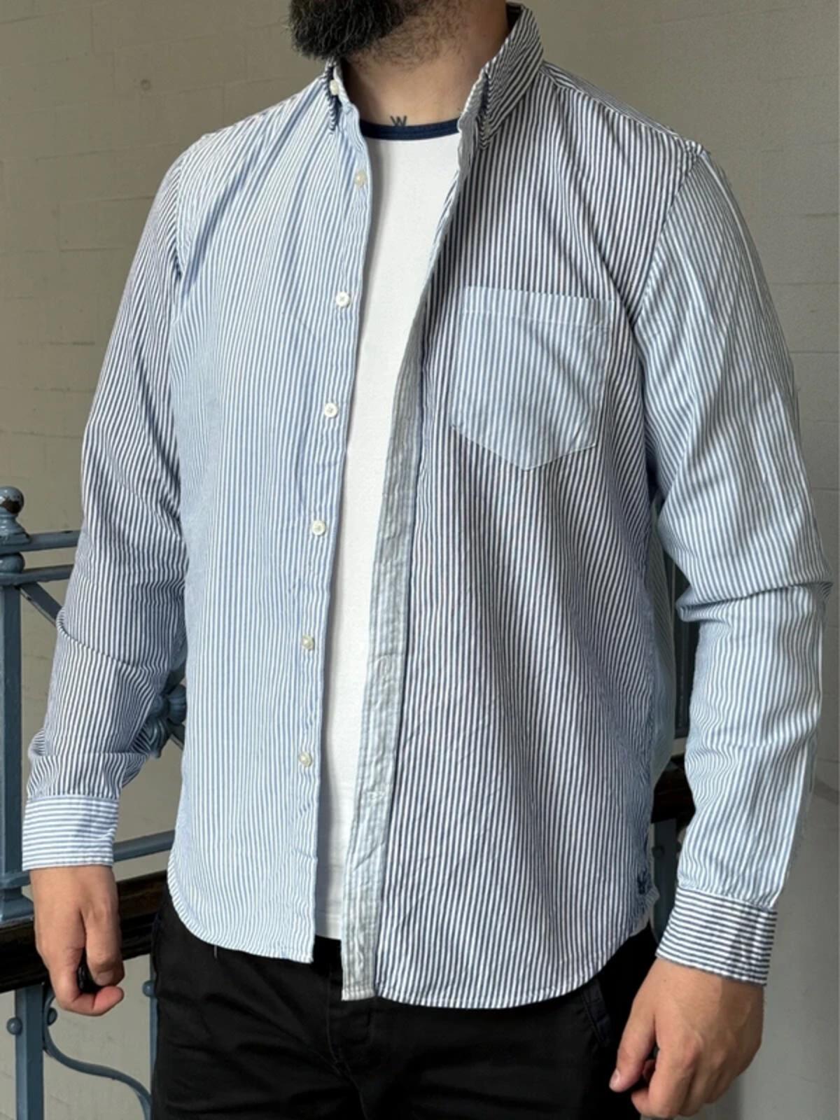 American Eagle Stripe Oxford Shirt Large