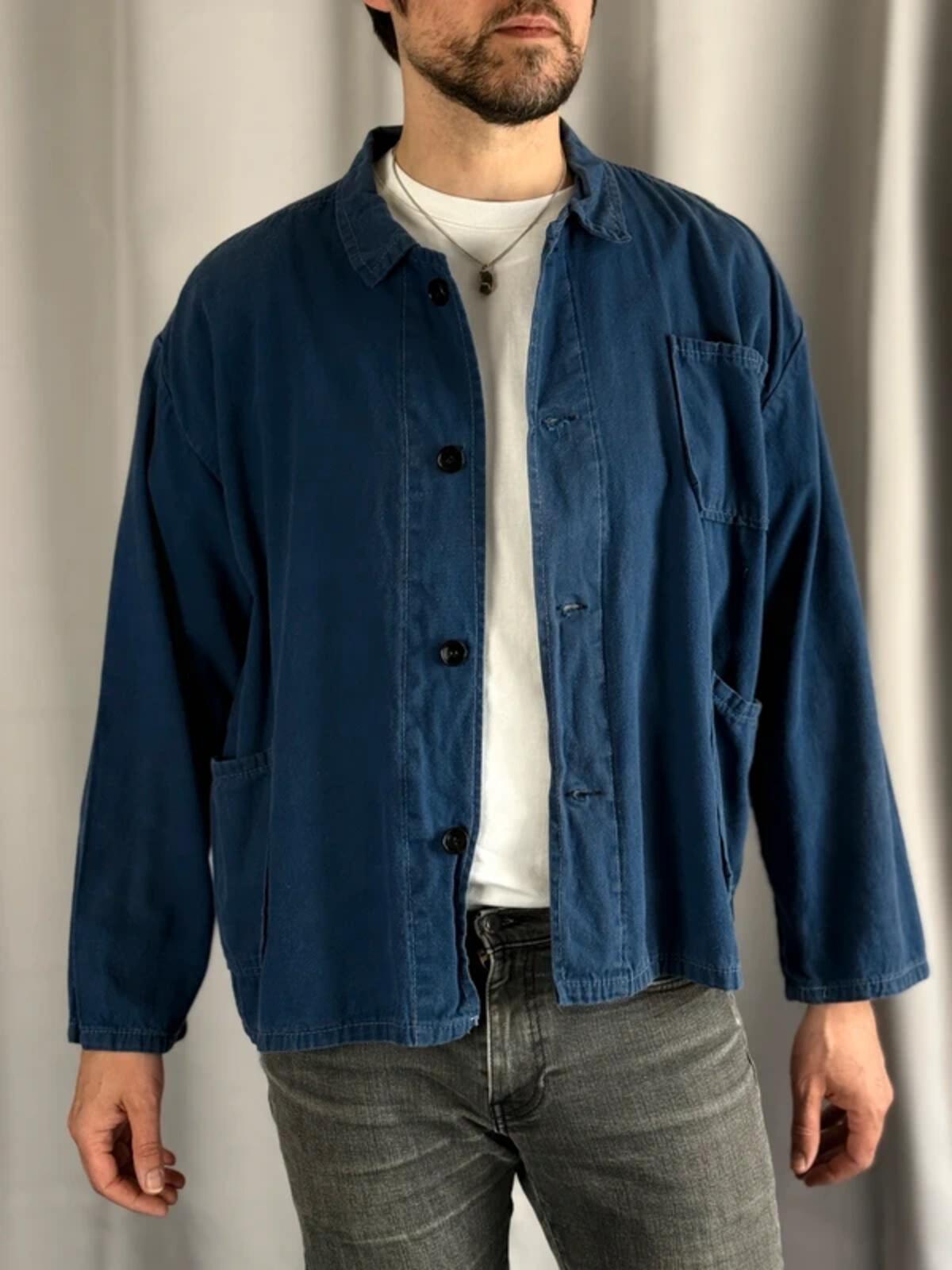 Vintage 70s Euro Blue Work Jacket Large