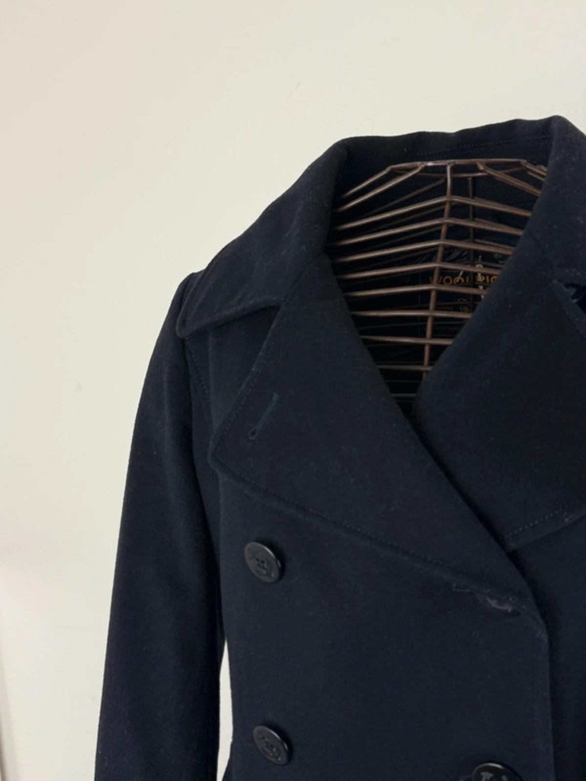 Woolrich Double Breasted Peacoat Large Cropped Navy