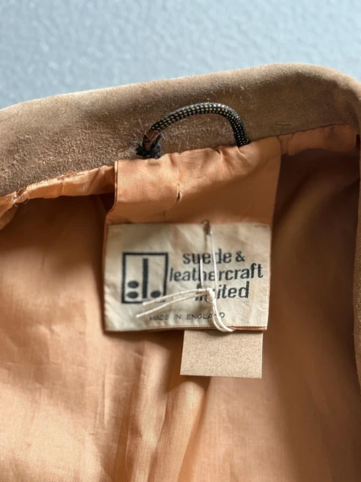 70s Suede Coat Size 18 Beige Brown Made in England