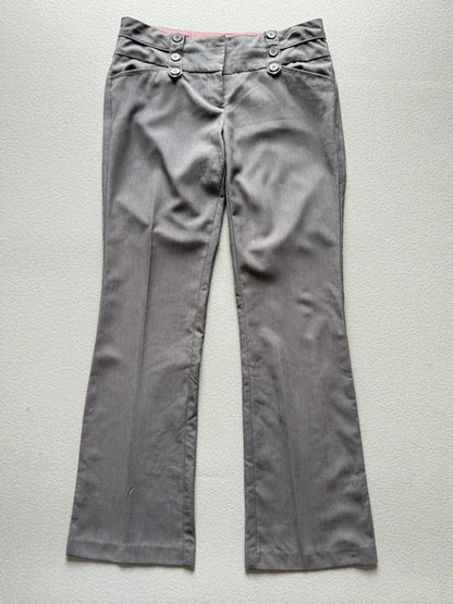 Y2K Low Rise Bootcut Pleated Grey Trousers Small Ladies