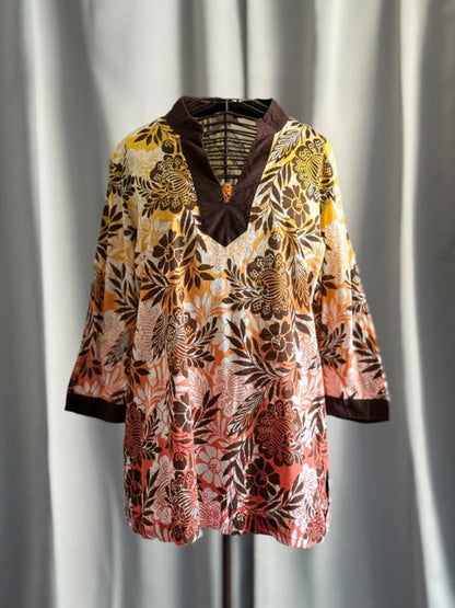 Y2K Boho Botanical Tunic XL Ladies