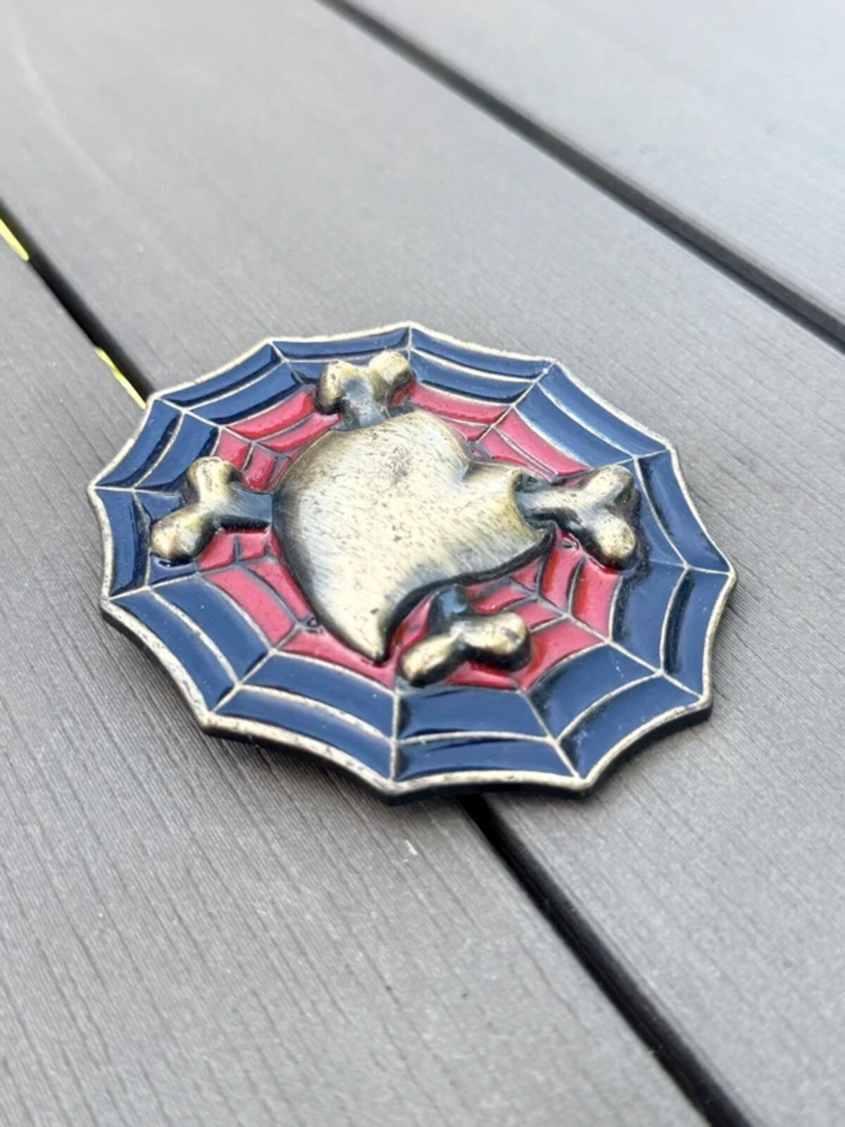 Vintage Y2K Emo Goth Heart Spiderweb Belt Buckle