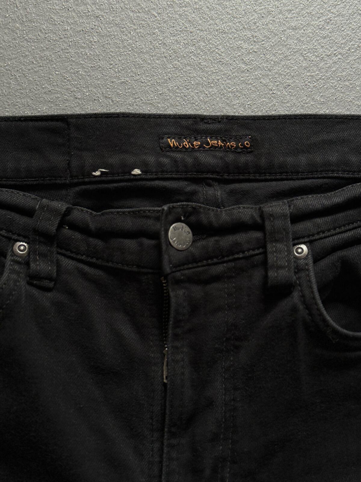 Nudie Jeans Lean Dean Black Denim Jeans 32x32 Straight Leg