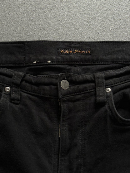 Nudie Jeans Lean Dean Black Denim Jeans 32x32 Straight Leg