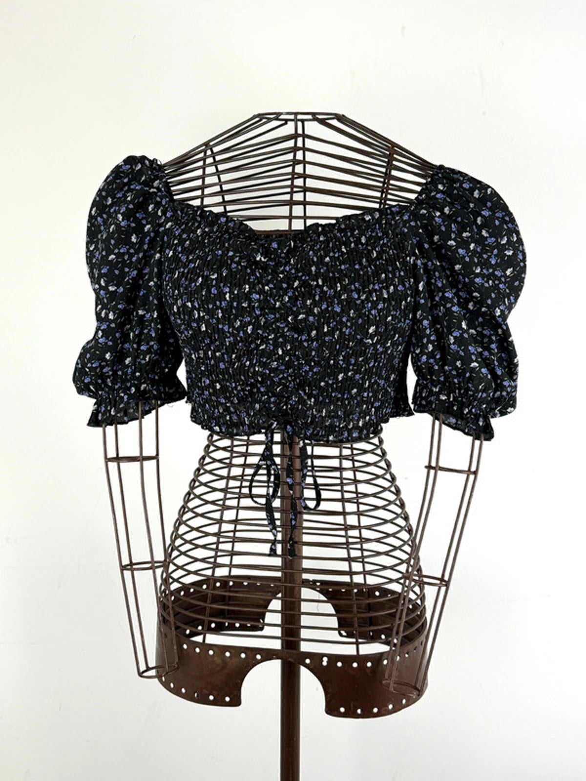 Floral Crooped Blouse Puff Sleeves Size 10