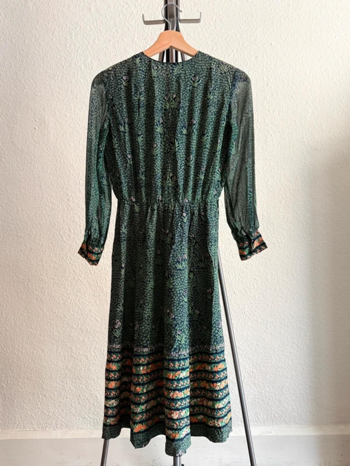 1960s Dandelion Printed Long Sleeve Midi Dress Small