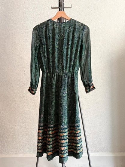 1960s Dandelion Printed Long Sleeve Midi Dress Small