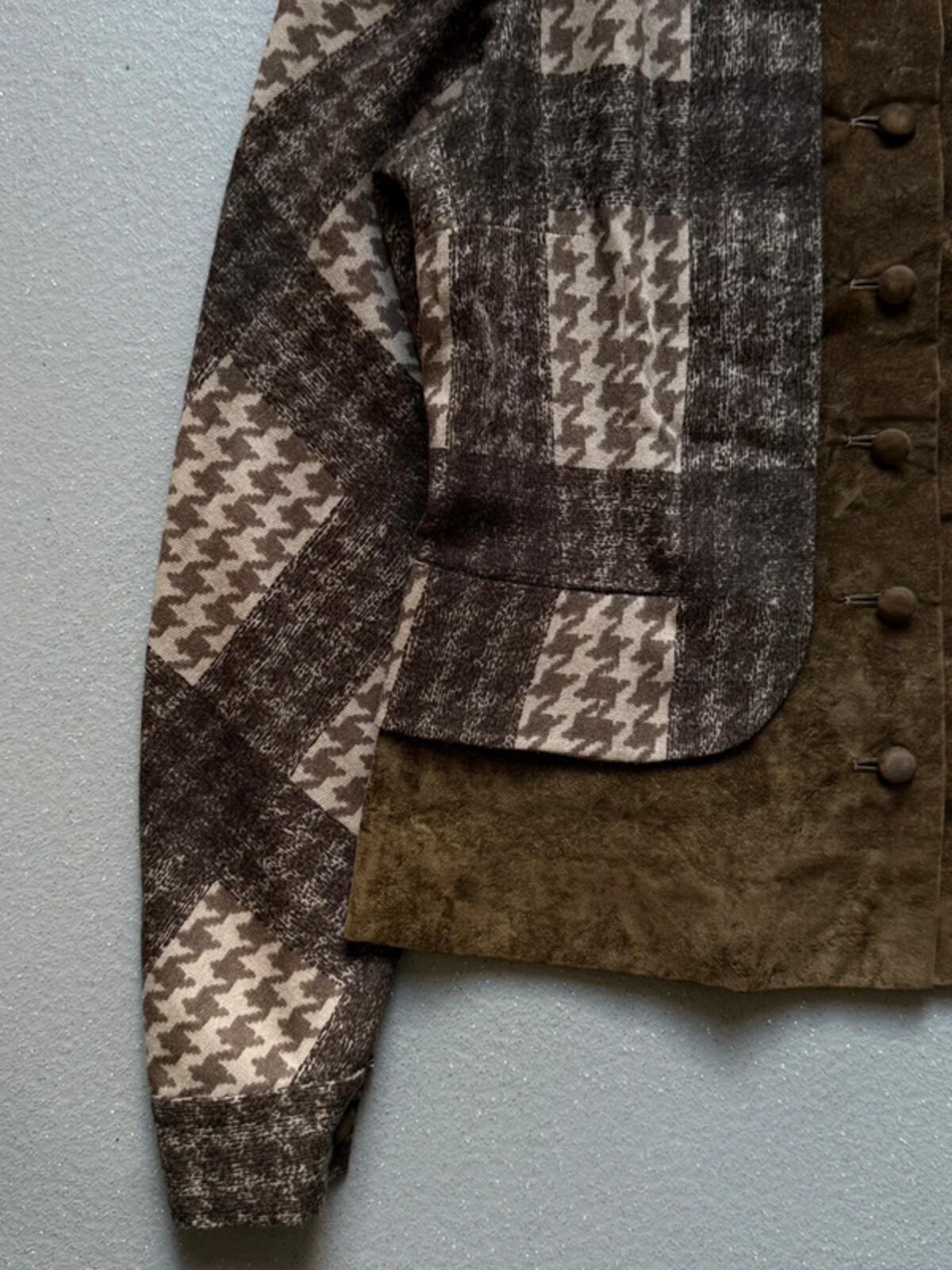 Vintage 70s Suede Dogtooth Collared Jacket Medium Ladies