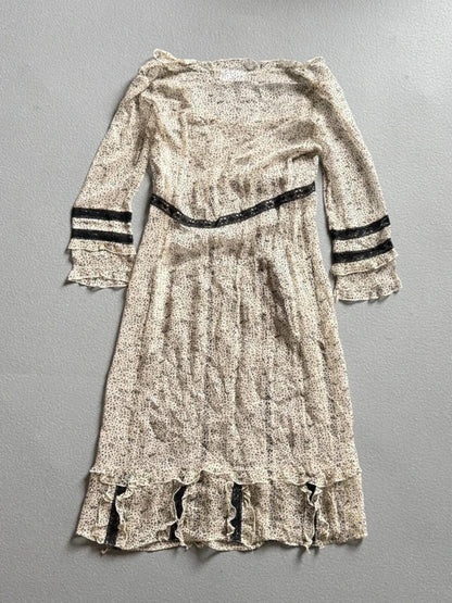 Karen Millen Cream Floral Midi Dress Boho Prairie Lace Trim UK 10