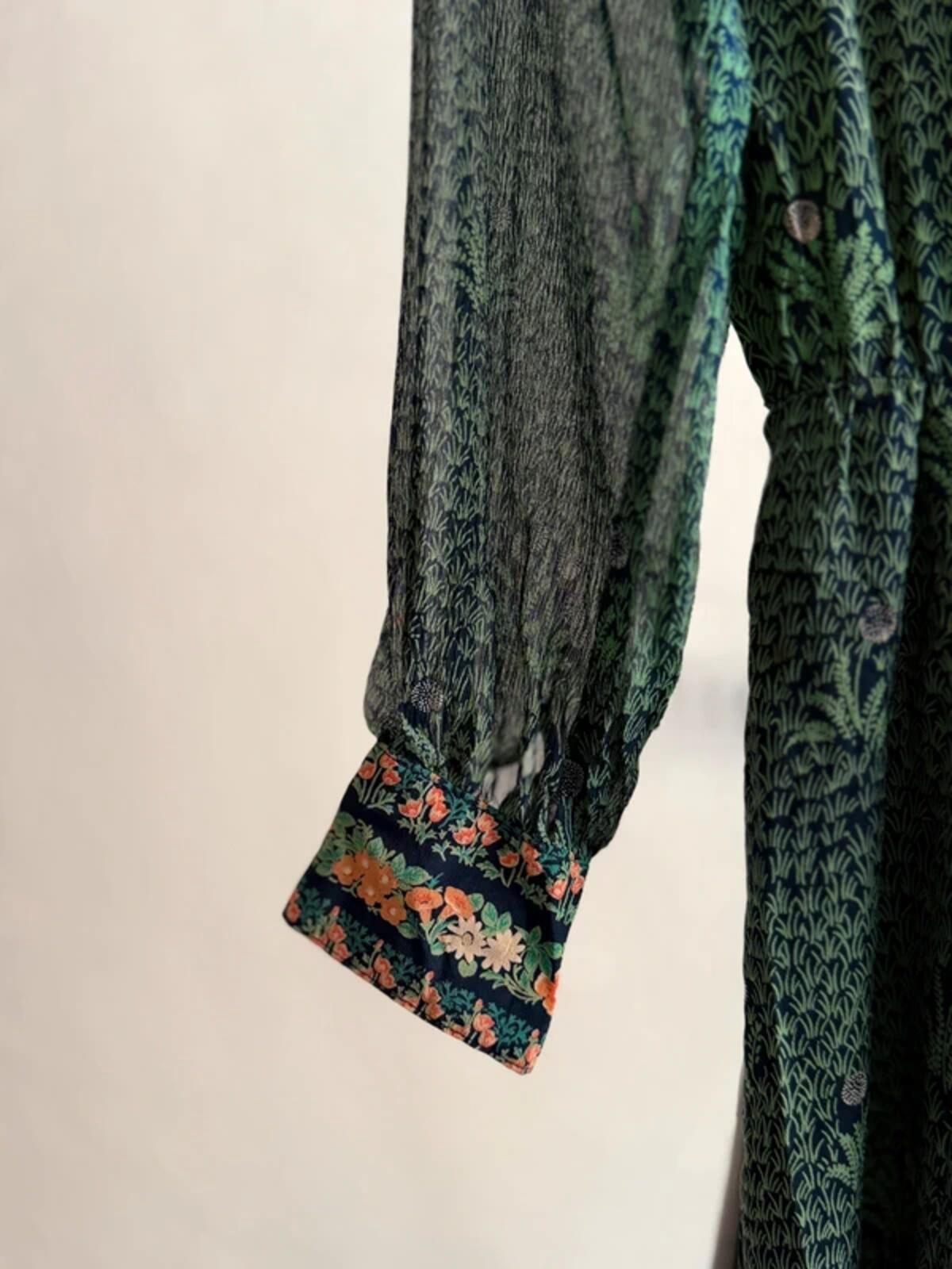 1960s Dandelion Printed Long Sleeve Midi Dress Small