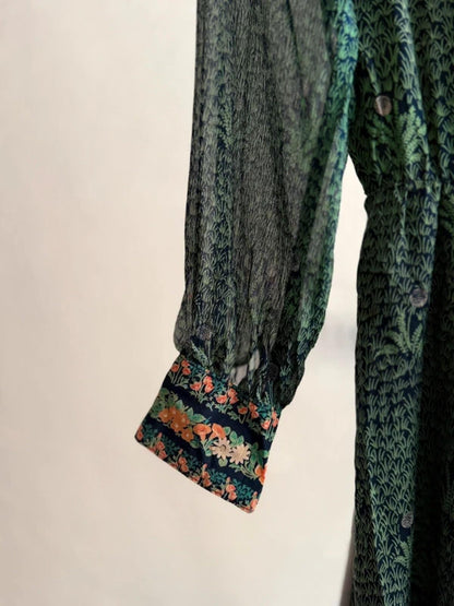 1960s Dandelion Printed Long Sleeve Midi Dress Small