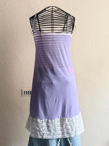 Beautiful Vintage Lilac Lace Slip Dress Size 6-8