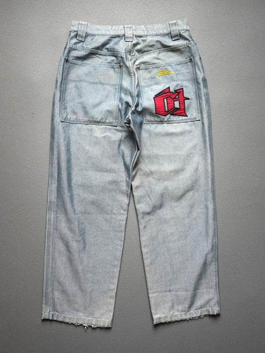 Y2K Baggy Hip Hop Shiny Jeans 33”