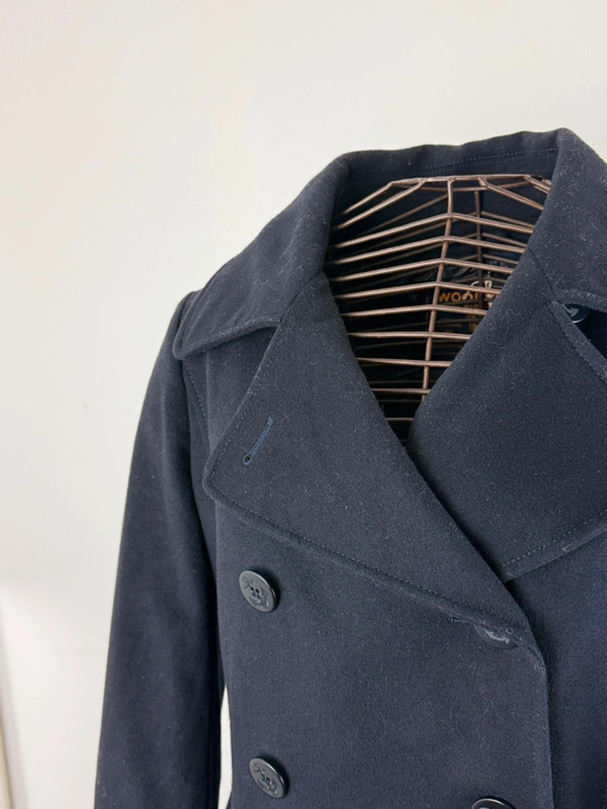 Woolrich Double Breasted Peacoat Large Cropped Navy