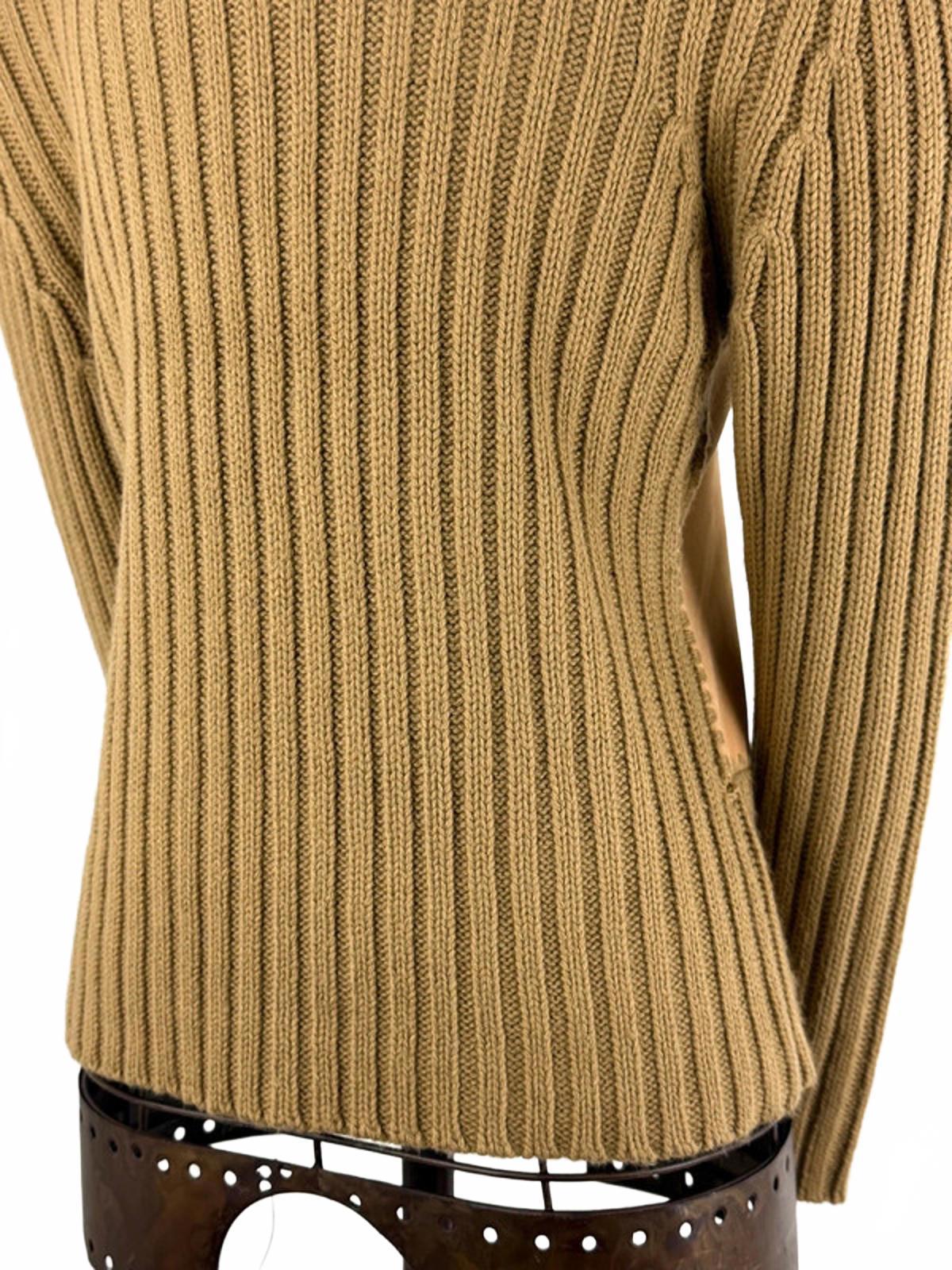 Vintage Knit Suede Panel Turtleneck Sweater Medium