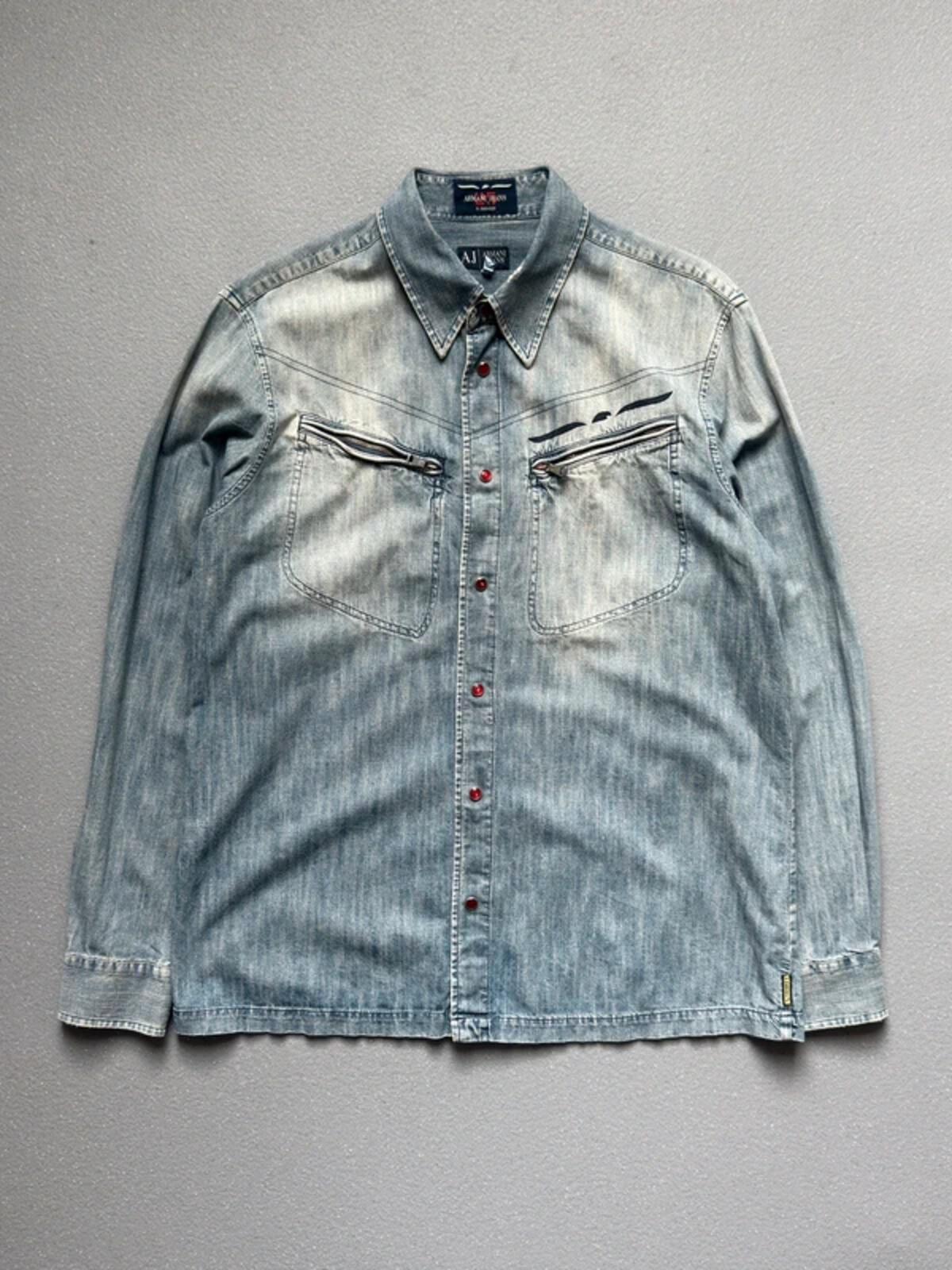 Armani 2000s Denim Utility Shirt Large Mens