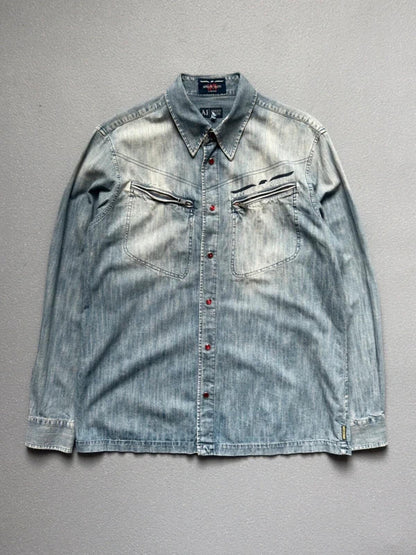 Armani 2000s Denim Utility Shirt Large Mens