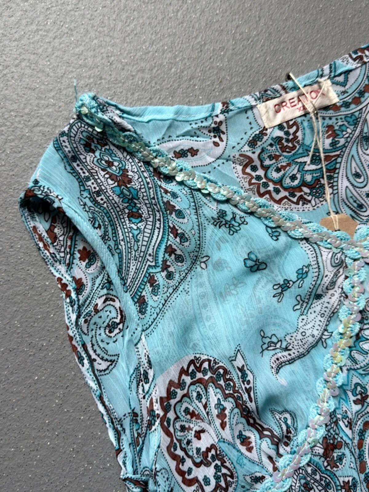 Y2K Sequin Sheer Asymmetrical Blouse Large 14