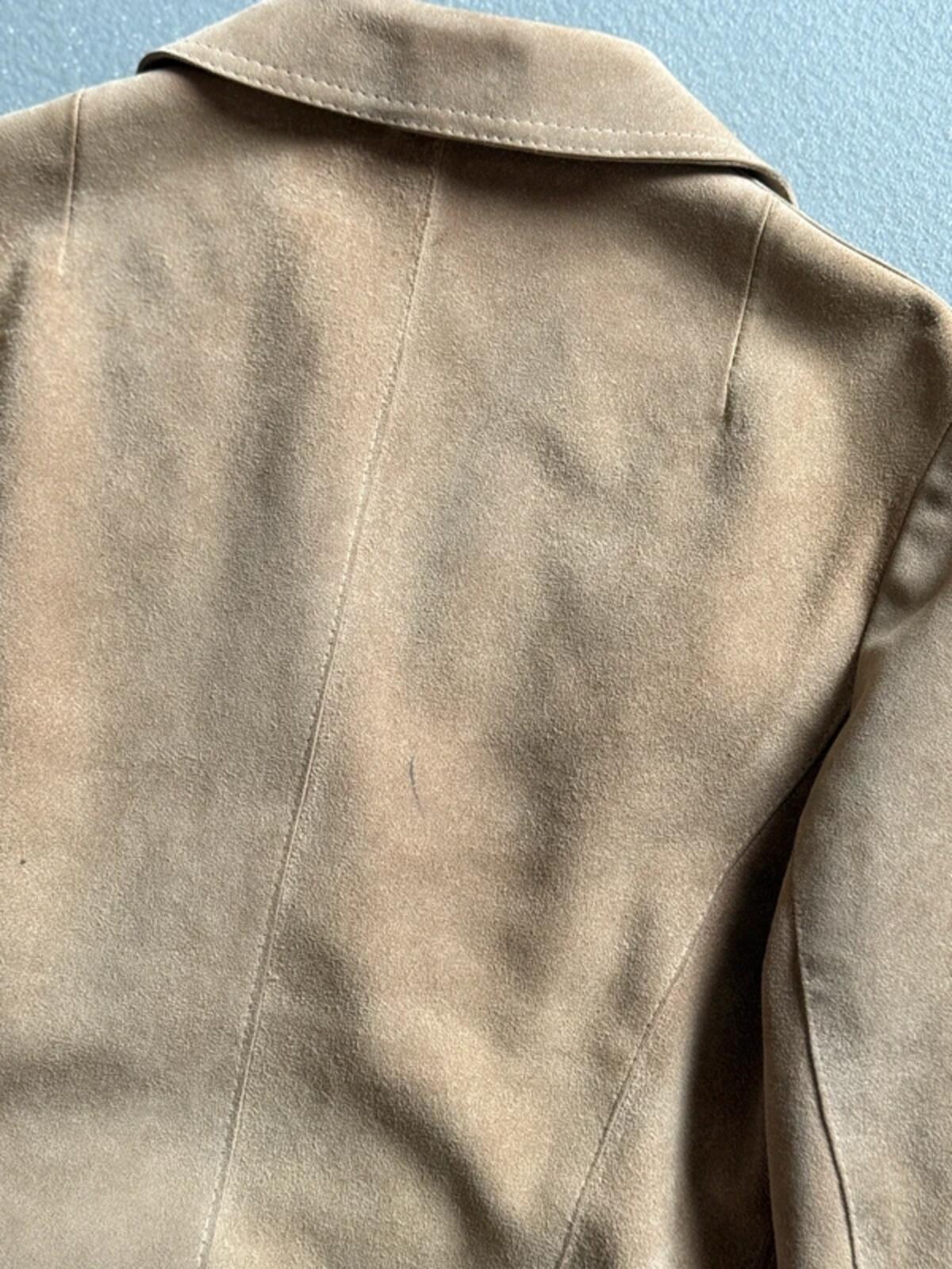 70s Suede Coat Size 18 Beige Brown Made in England