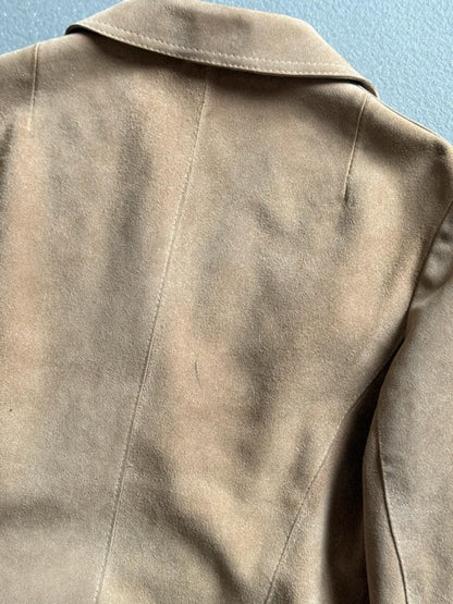 70s Suede Coat Size 18 Beige Brown Made in England