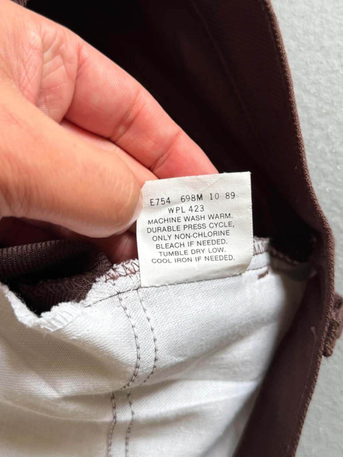 Levi’s 517 Vintage Brown Pleated Poly Flared Trousers 38 x 32”