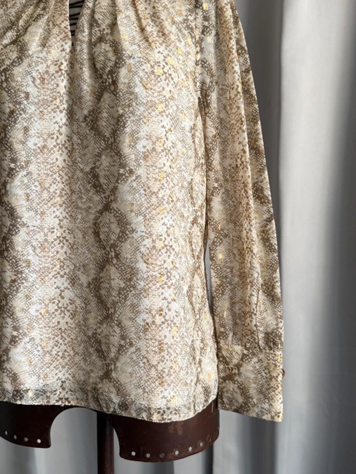 Y2K Dorothy Perkins Snake Print Keyhole Long Sleeve Top Size 10
