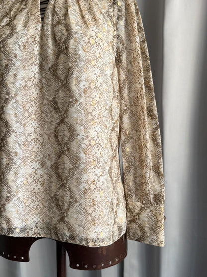 Y2K Dorothy Perkins Snake Print Keyhole Long Sleeve Top Size 10