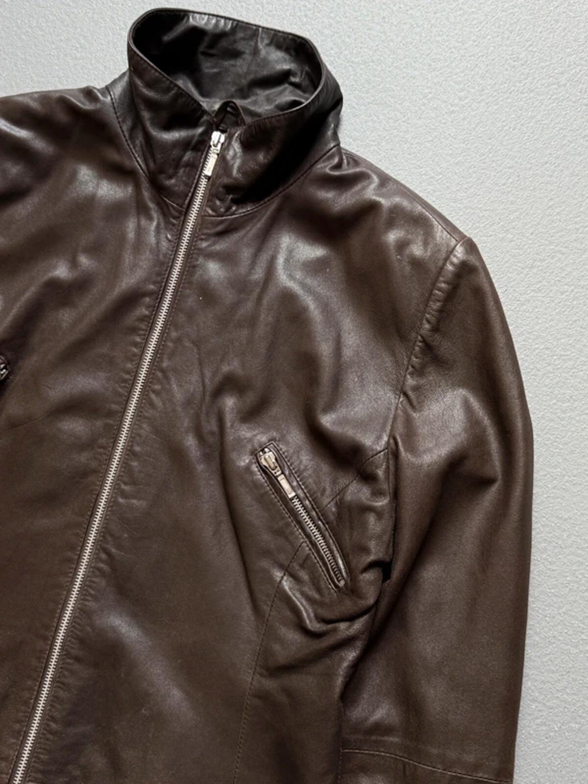 1980s Brown Leather Utility Jacket Large Ladies