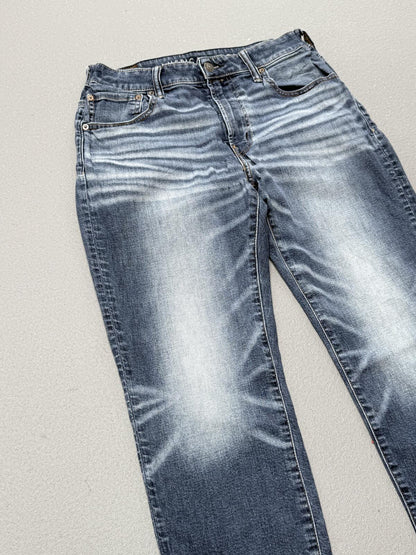 American Eagle Blue Distressed Slim Jeans Faded Denim