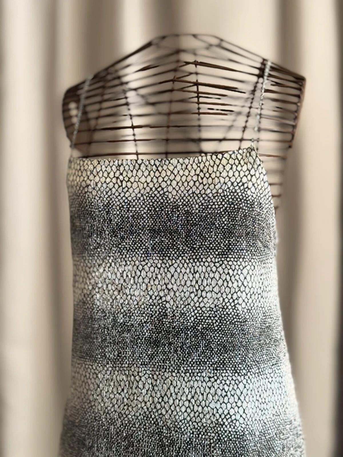 River Island Silver Metallic Mini Dress Size 14 Y2K Party Clubbing Backless