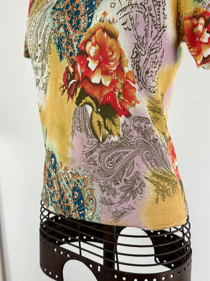 Vintage Floral T Shirt Y2K Baby Tee Large