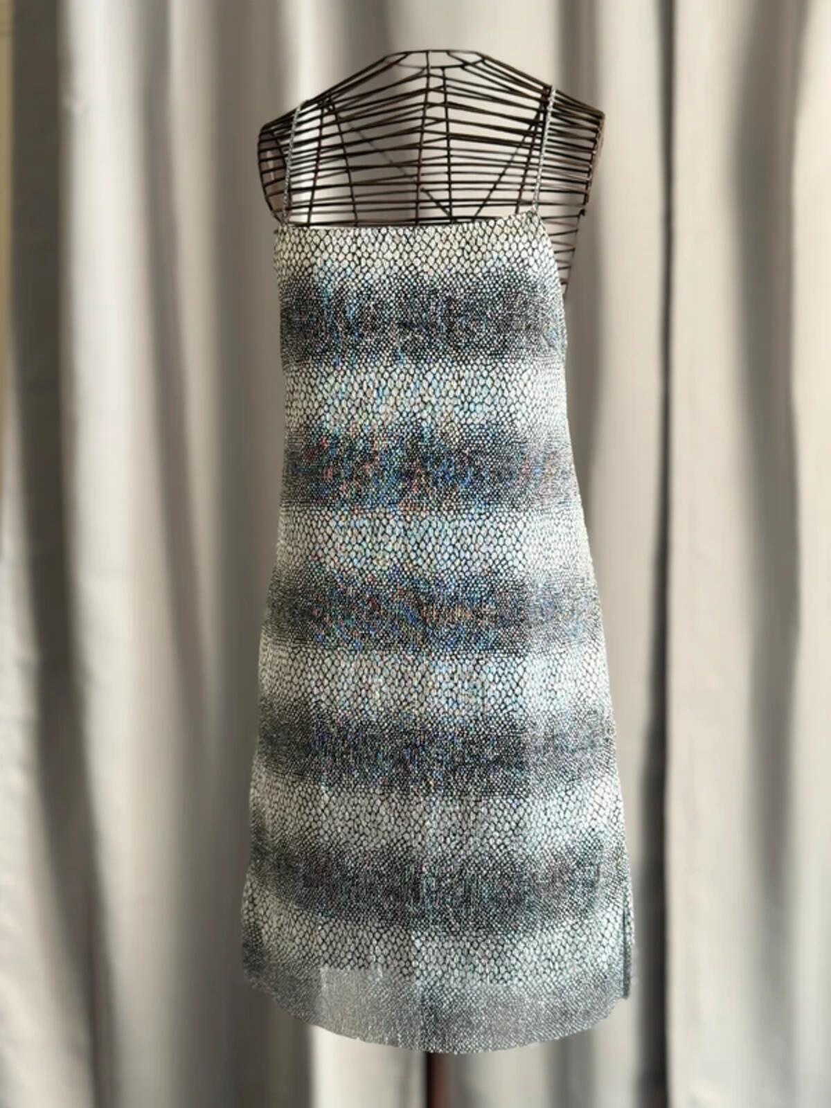 River Island Silver Metallic Mini Dress Size 14 Y2K Party Clubbing Backless