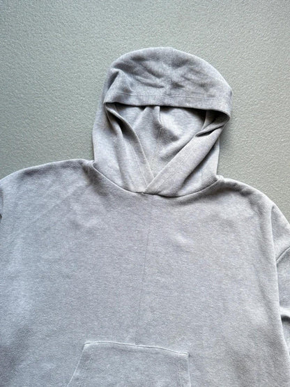 Super Boxy Grey Cotton Ribbed Hoodie Size 14