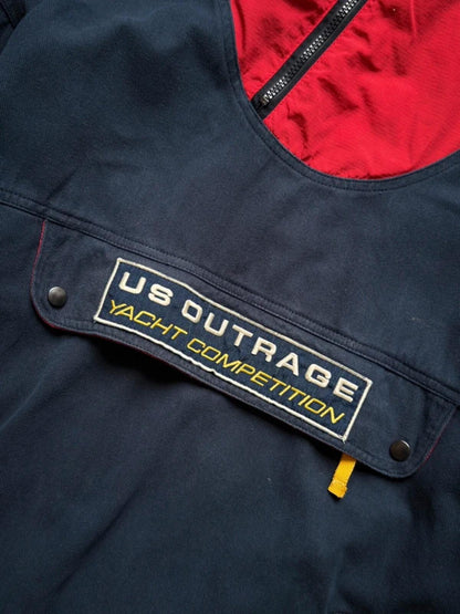 Vintage Sailing Smock Asymmetrical Zip Denim Large