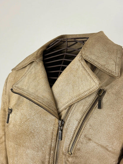 Distressed Look Y2K Perfecto Leather Jacket Size 12
