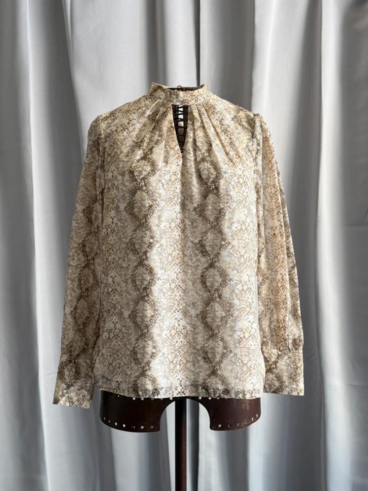 Y2K Dorothy Perkins Snake Print Keyhole Long Sleeve Top Size 10