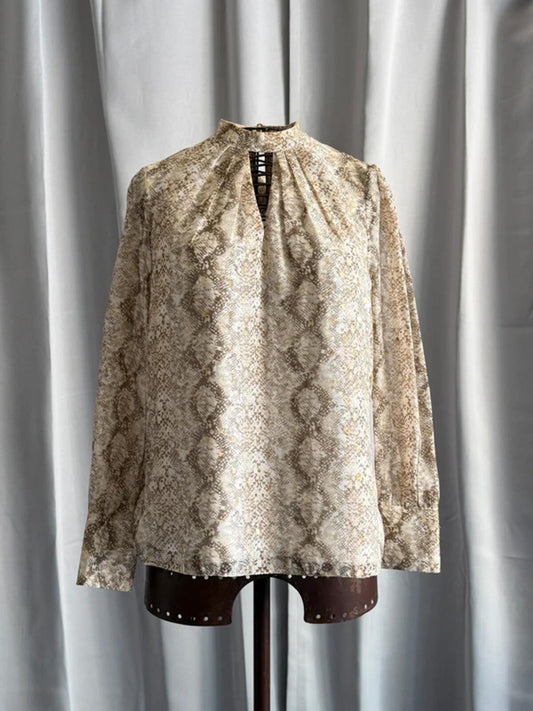 Y2K Dorothy Perkins Snake Print Keyhole Long Sleeve Top Size 10